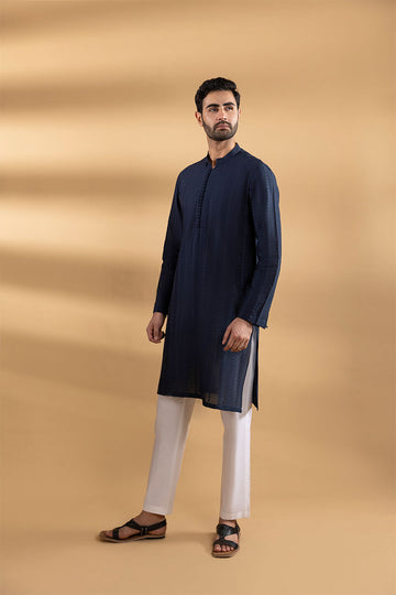 BLUE CHIKANKARI KURTA FOR MEN